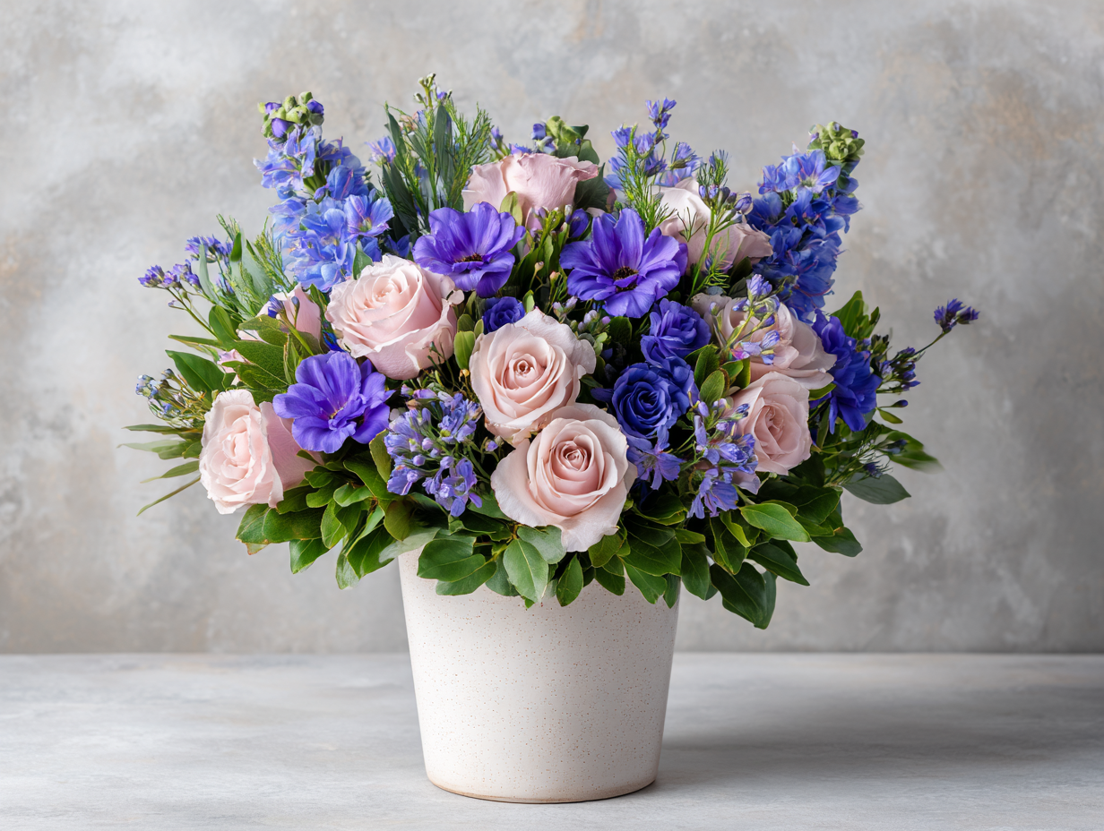 Delphinium and Roses