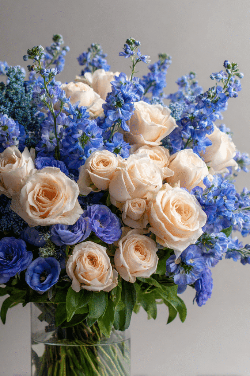 Delphinium and Roses