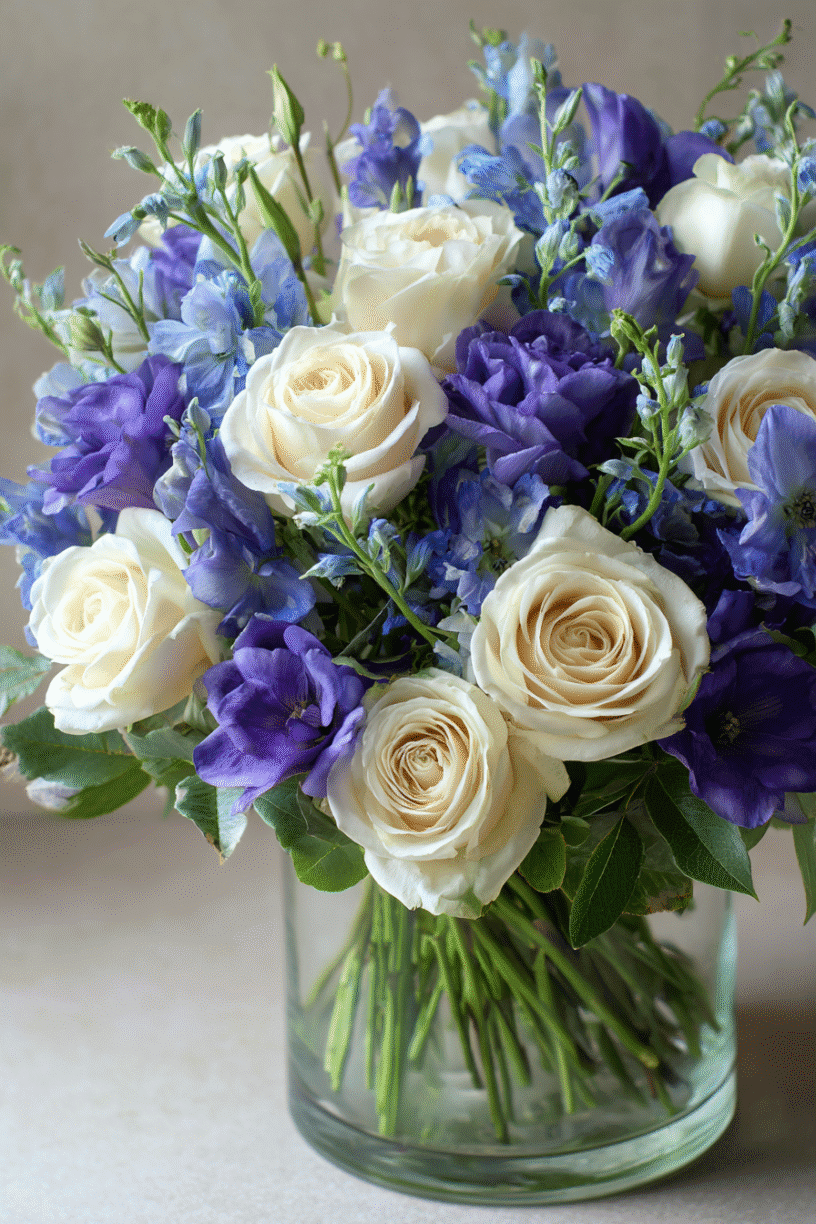 Delphinium and Roses