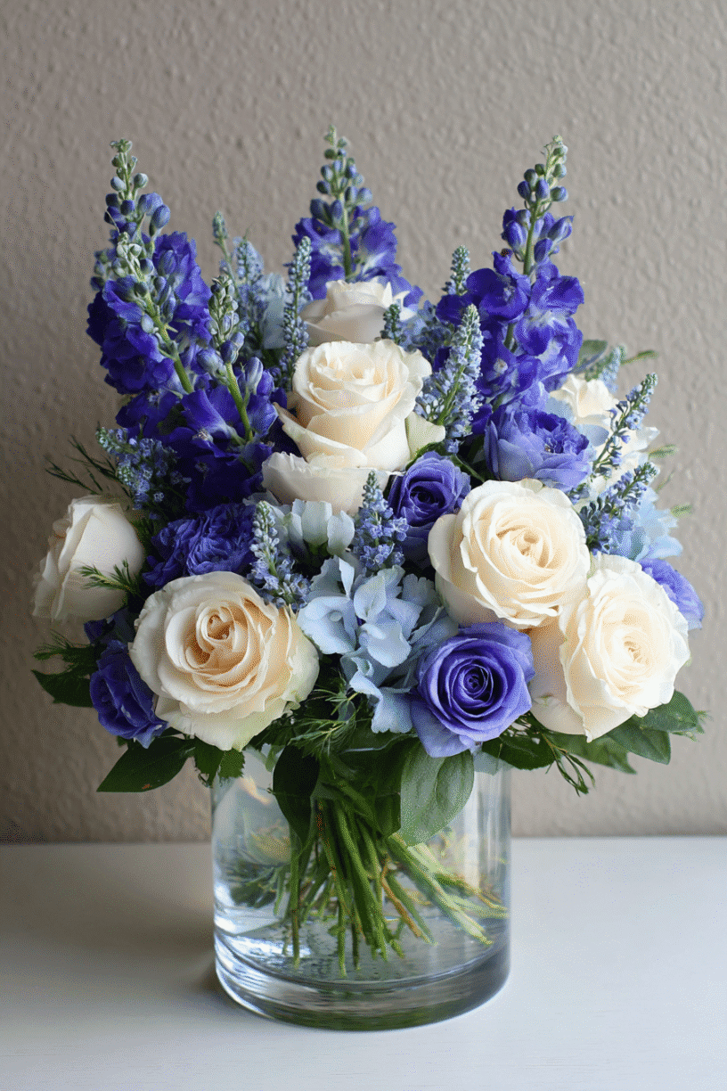 Delphinium and Roses