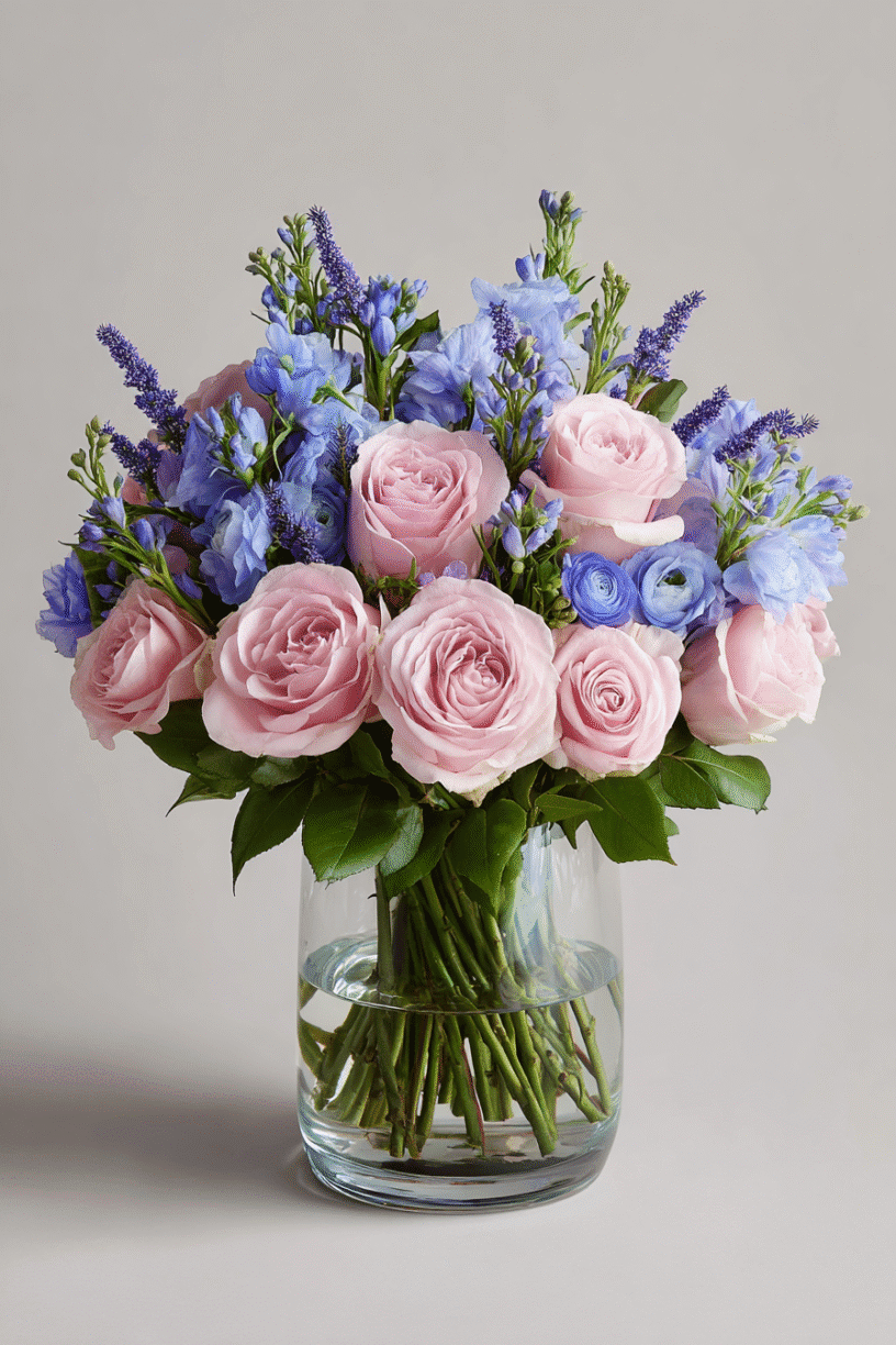 Delphinium and Roses