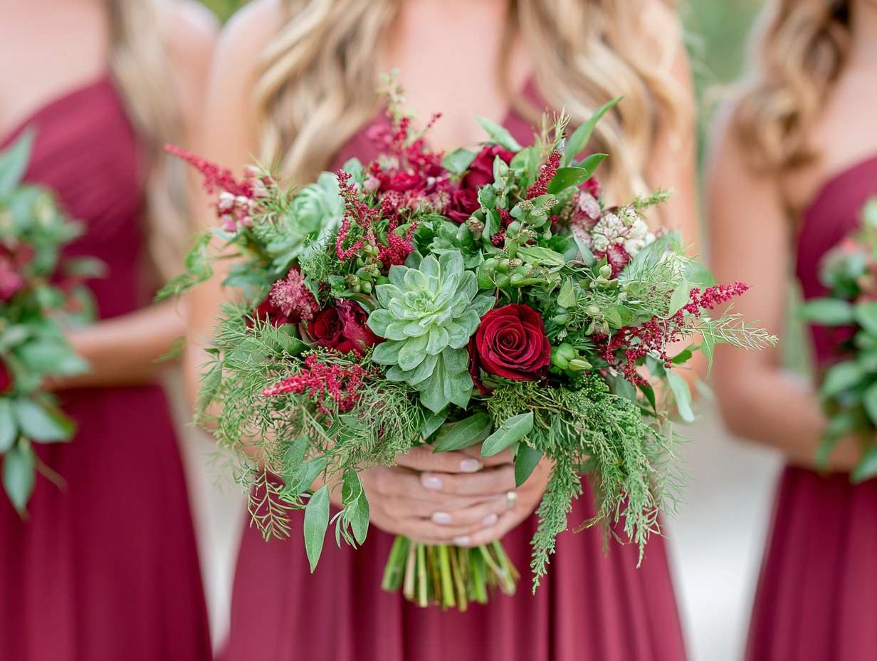 5. Elegant Foliage and Succulents: For  