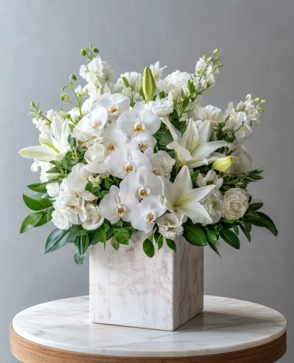 White Lily & Orchid Centerpiece