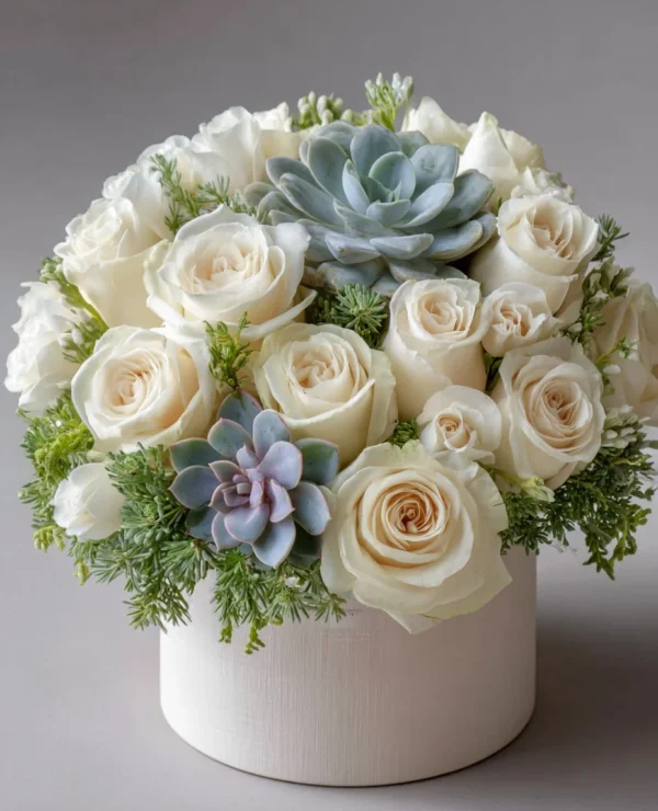 White Roses & Succulents